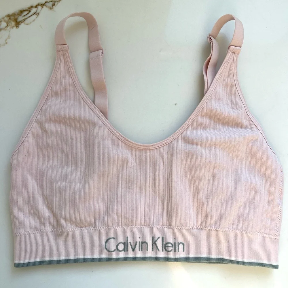 Calvin Klein Pink Ribbed Bralette size Large - Picture 2 of 4